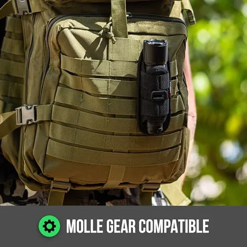 TH2 Tactical Flashlight Holster Metal Belt Clip & TKH-S1 Stealth Keychain Ring for Duty Belt Pouch Stretchable Holder for Police Military Security Belt