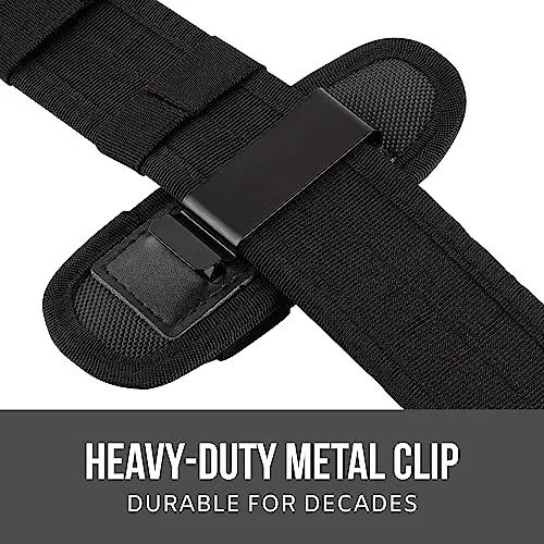 TH2 Tactical Flashlight Holster Metal Belt Clip & TKH-S1 Stealth Keychain Ring for Duty Belt Pouch Stretchable Holder for Police Military Security Belt