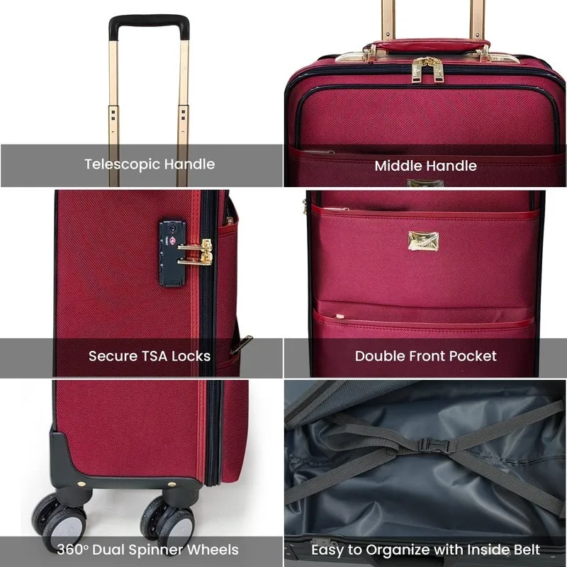 The Clownfish Aether Series Small: Cabin Trolley Bag - TSA Lock, 40L | 20 inch | Wine