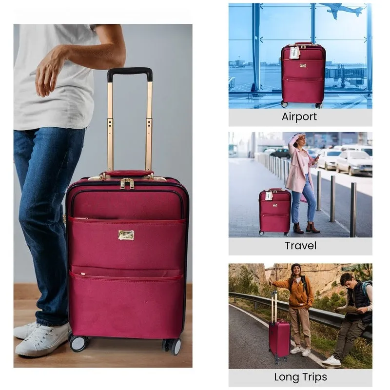 The Clownfish Aether Series Small: Cabin Trolley Bag - TSA Lock, 40L | 20 inch | Wine
