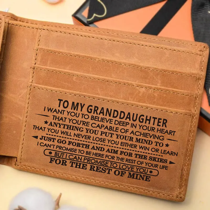 Thin Wallet For Family Laser Inscription Leather Purse Gift