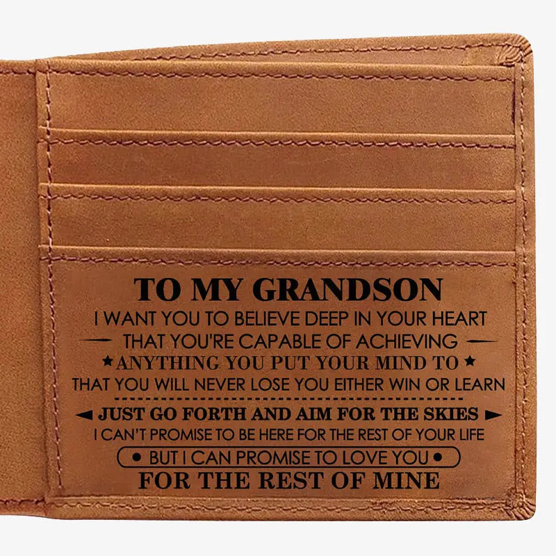Thin Wallet For Family Laser Inscription Leather Purse Gift