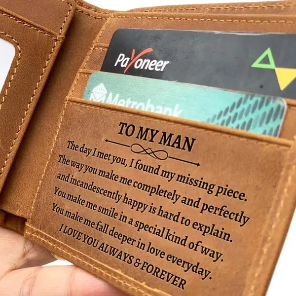 Thin Wallet For Family Laser Inscription Leather Purse Gift