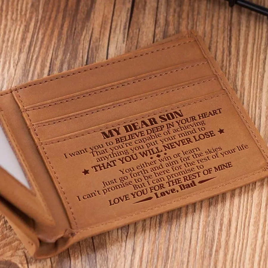 Thin Wallet For Family Laser Inscription Leather Purse Gift