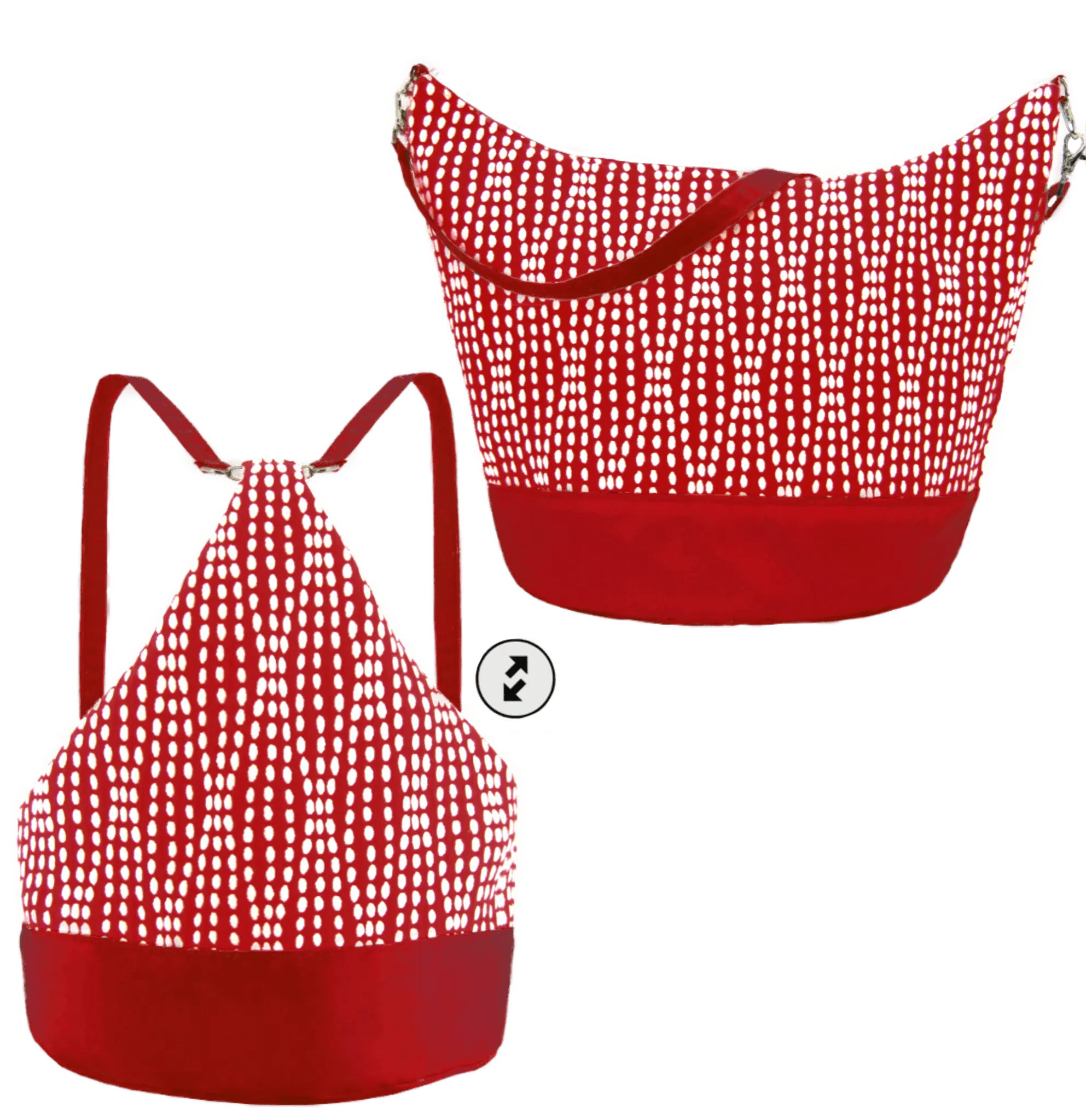 Wavy Dots in Red | Red Nylon | Convertible Backpack Purse