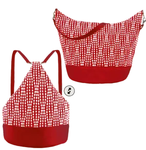 Wavy Dots in Red | Red Nylon | Convertible Backpack Purse