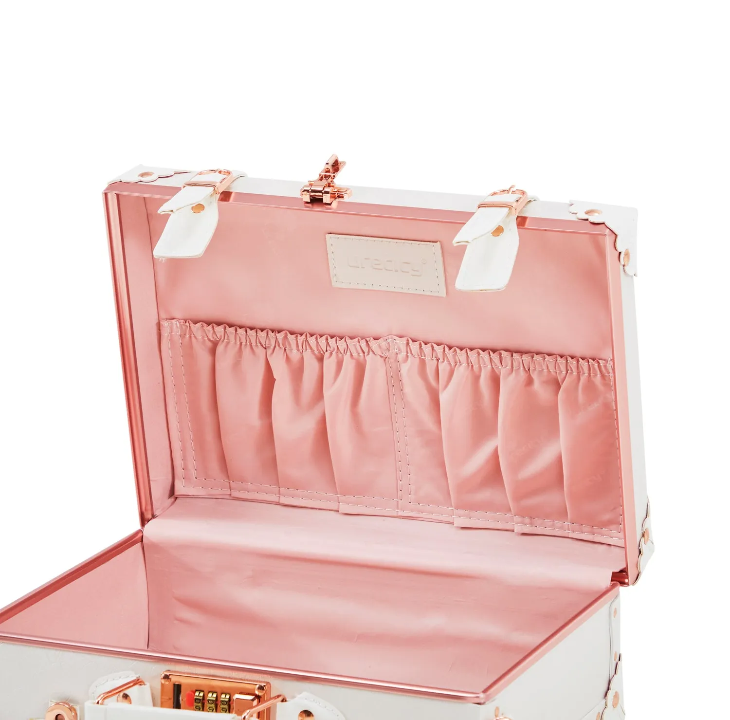 White & Pink Lavish Cosmetic Suitcase