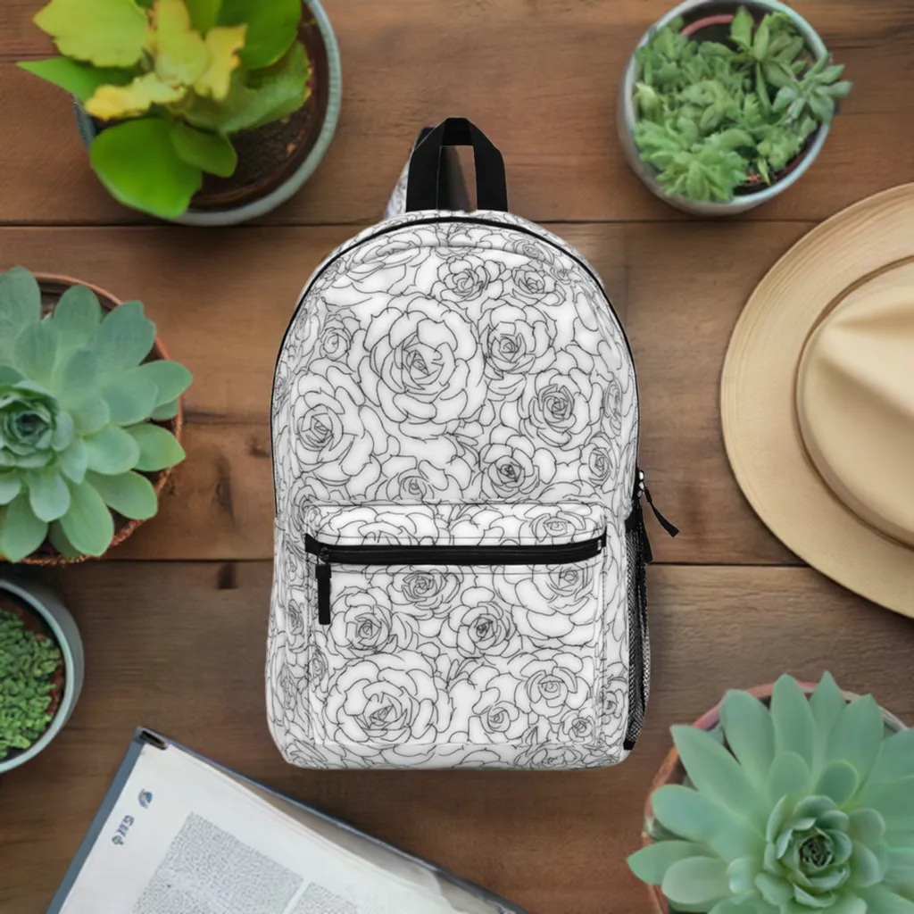White Succulent Backpack