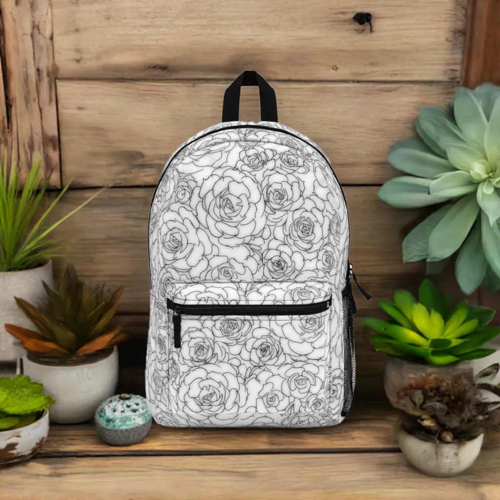 White Succulent Backpack